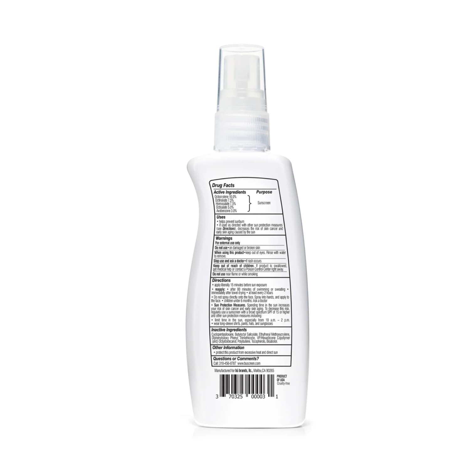 bu BU SPF 50 Kids Sunscreen spray nozzle ready for quick, even application.