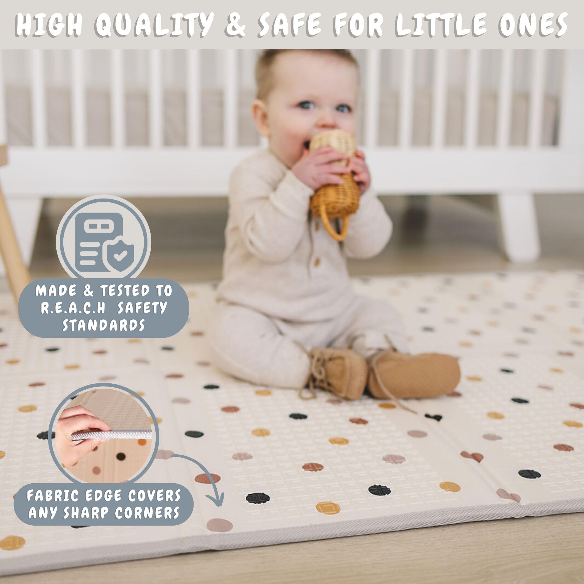 Bubba Bear baby play mat non-slip-bottom helps keep the mat steady.