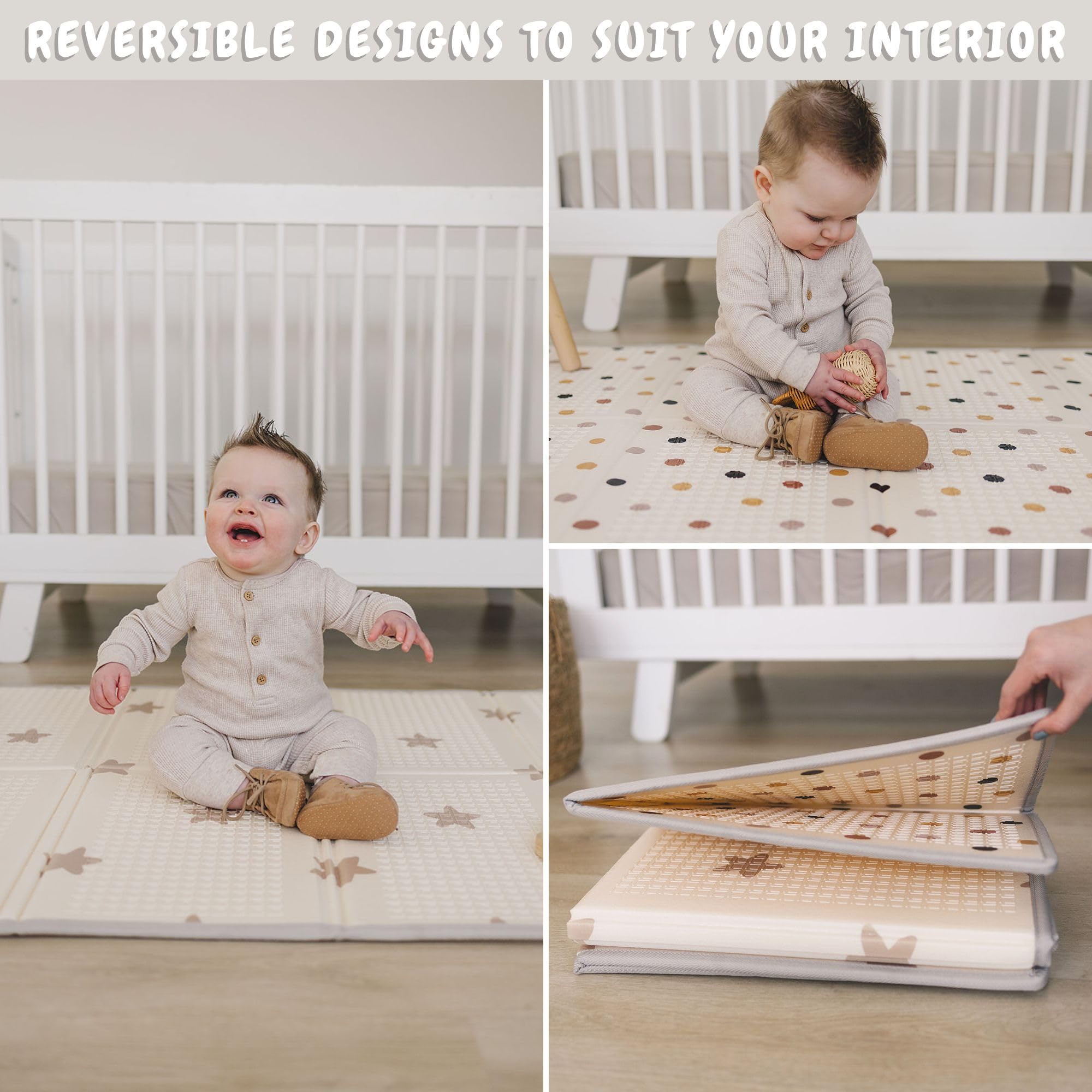 Bubba Bear baby play mat thick-foam emphasizes cushioned play on hard floors.