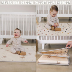 Bubba Bear baby play mat thick-foam emphasizes cushioned play on hard floors.