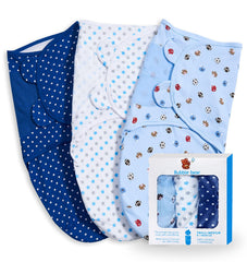 Bubble Bear baby swaddle 3 pack blue gift box packaging for new parents