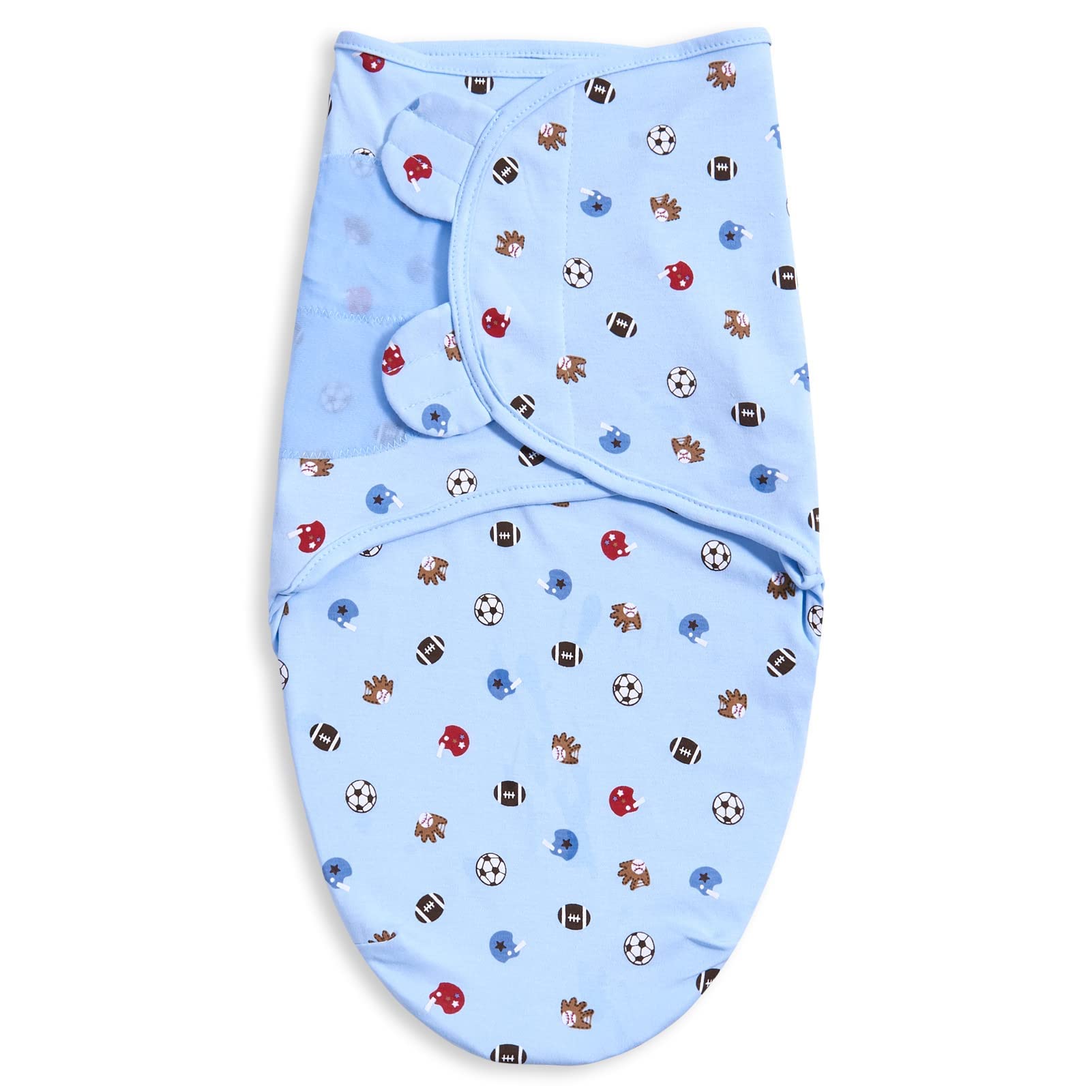 Bubble Bear swaddle blue size large 3-6months closeup supports growing baby.