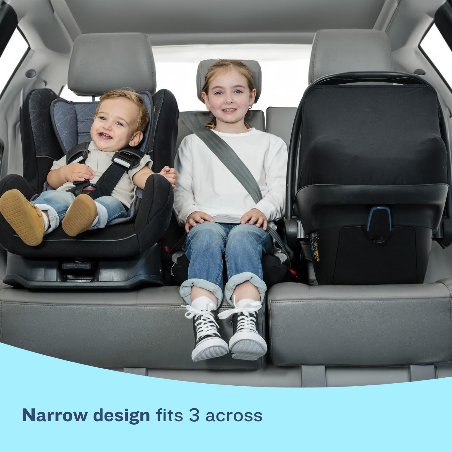 Bubblebum Booster Seat pink backless design saves space in the car.