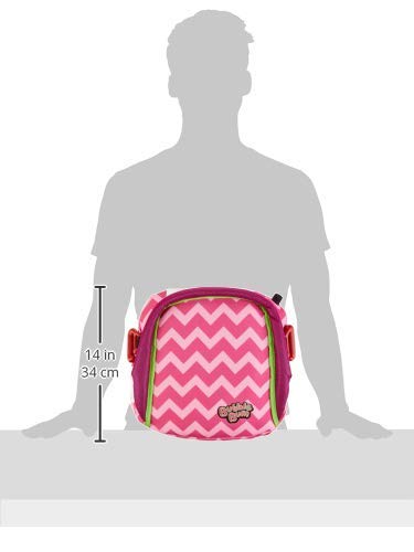 Bubblebum Booster Seat pink demonstrates three-across fit in compact backseats.