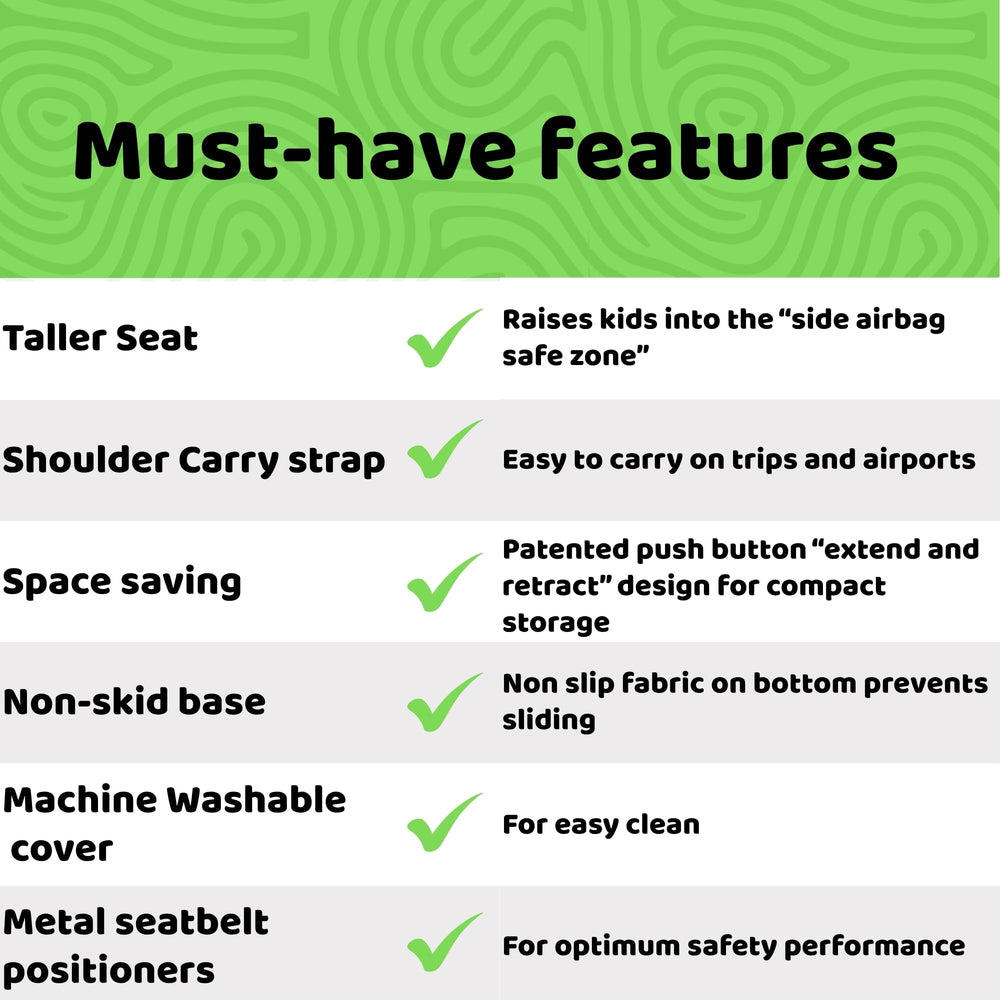 BubbleBum TelePort non-slip base keeps the booster stable on car seats.