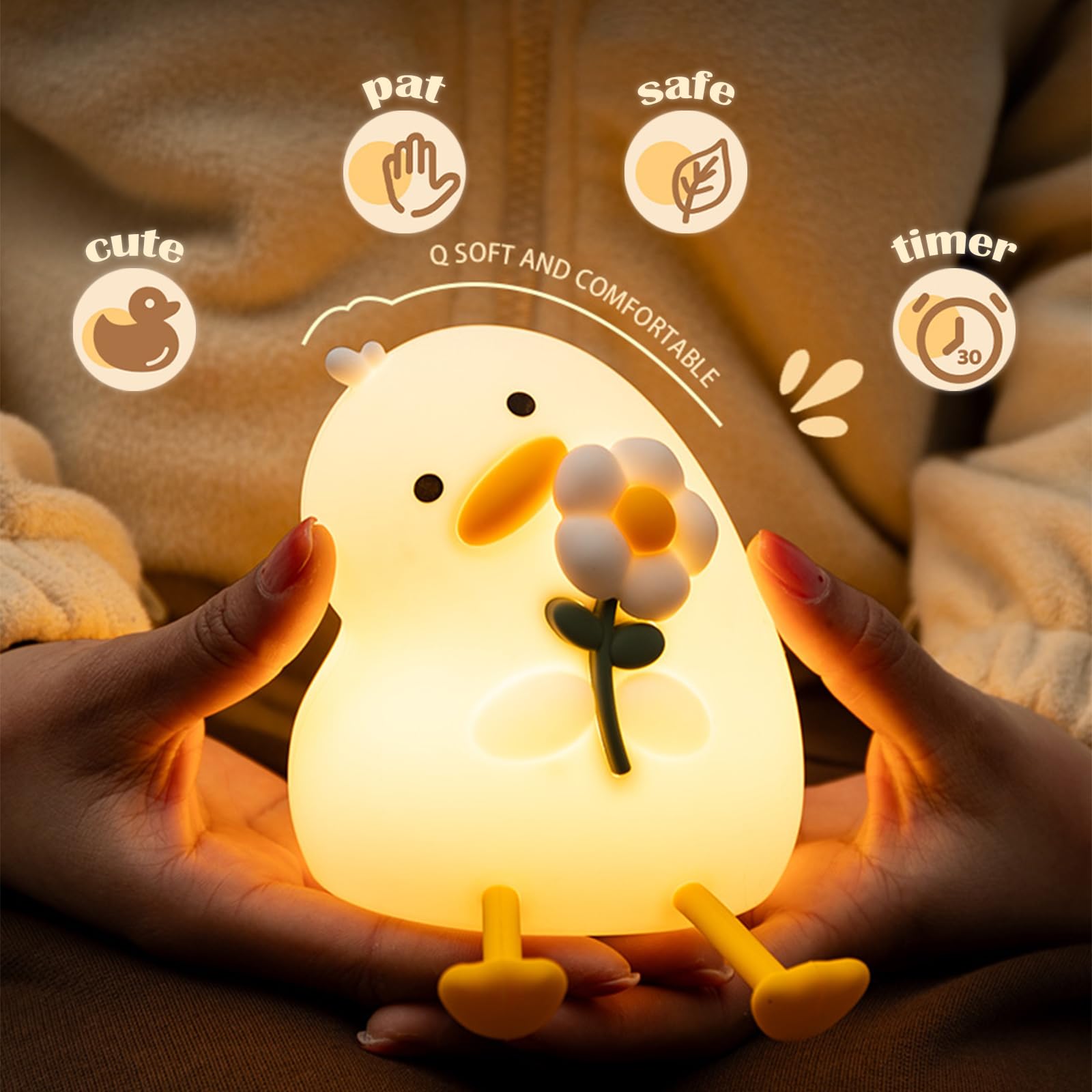 Bubbleimage night light rechargeable timer: 30-minute auto-off for effortless bedtimes.