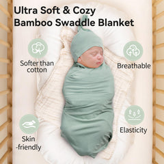BubblePanda swaddle on infant demonstrates gentle stretch and snug wrap.