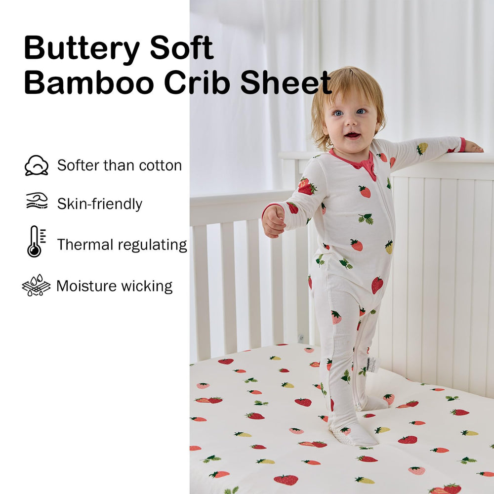 BubblePanda bamboo crib sheet stretch-fit demonstrates snug 360-degree elastic grip