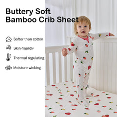 BubblePanda bamboo crib sheet stretch-fit demonstrates snug 360-degree elastic grip
