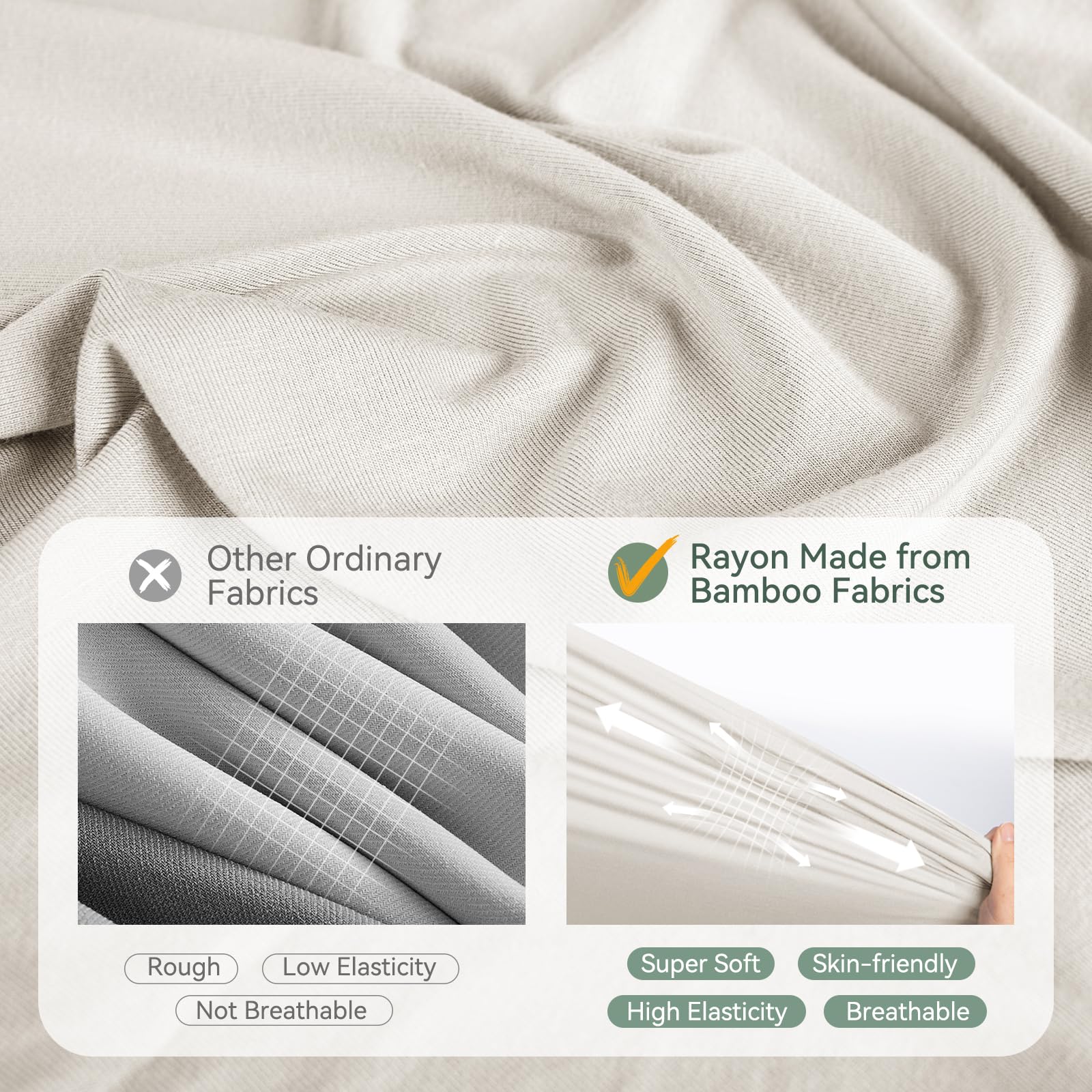 BubblePanda bamboo fabric closeup softness highlights breathable stretch for cozy swaddling.