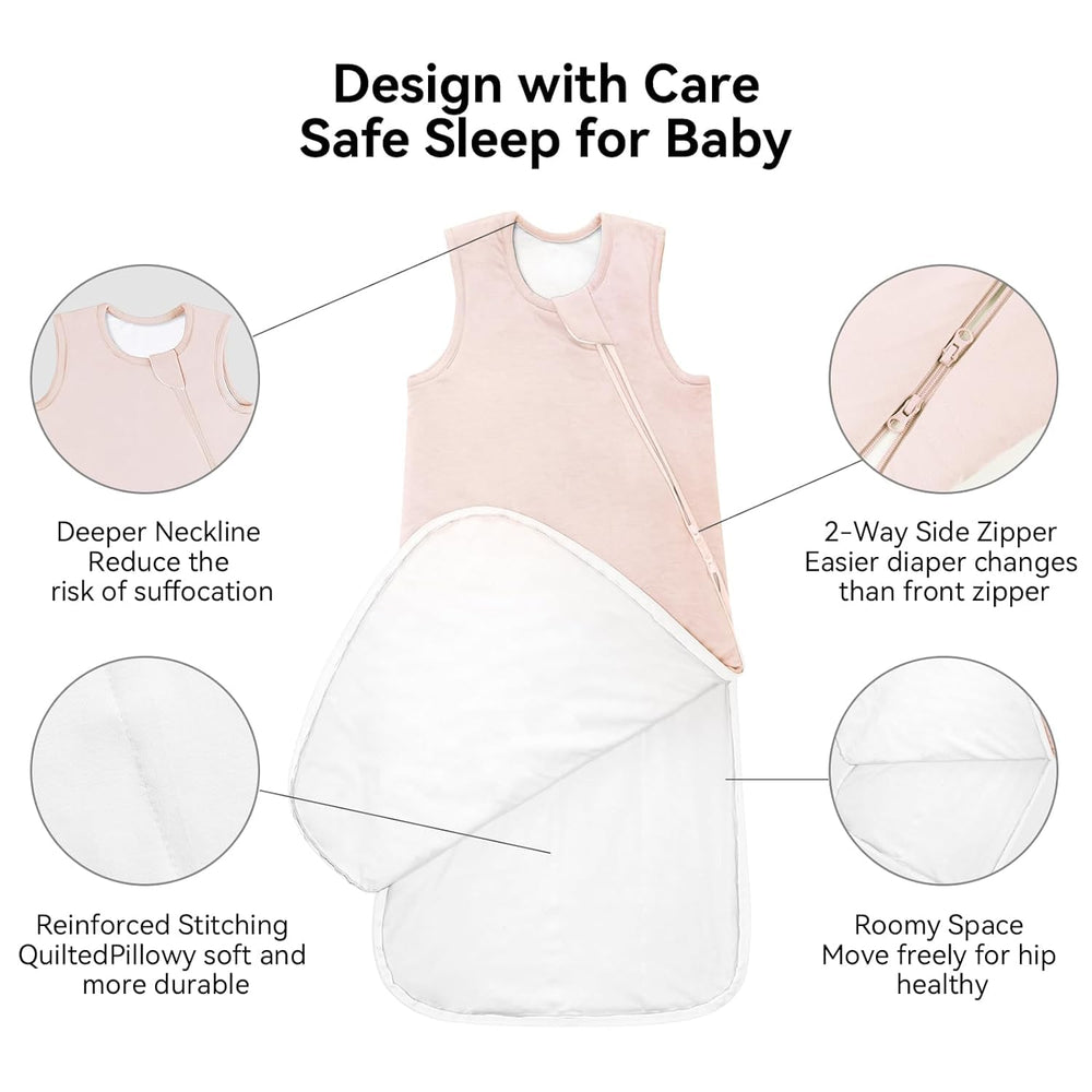 BubblePanda bamboo sleep sack neckline-safety feature prevents loose fabric near face.