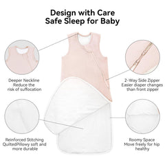 BubblePanda bamboo sleep sack neckline-safety feature prevents loose fabric near face.