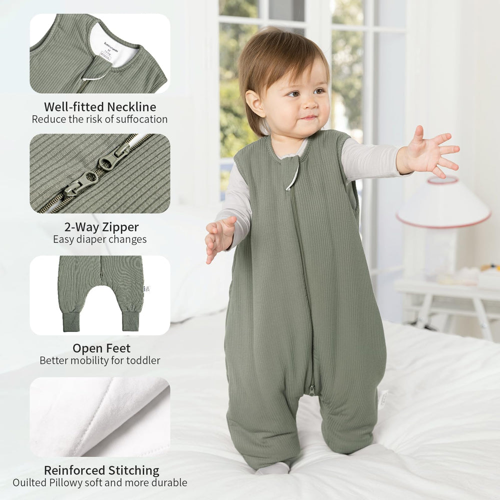 BubblePanda bamboo sleep sack roomy arm and neck openings for movement.