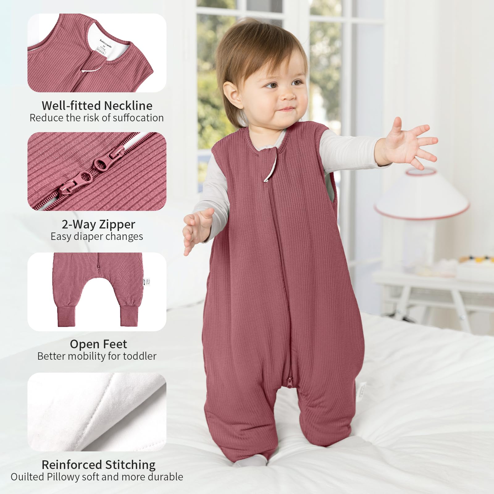 BubblePanda sleep sack with 2-way zipper—easy midnight diaper changes.