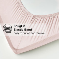 BubblePanda crib sheet 360-elastic-edge closeup highlights snug fit that stays in place as baby moves