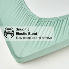 BubblePanda crib sheet neutral green design offers a unisex nursery styling option.