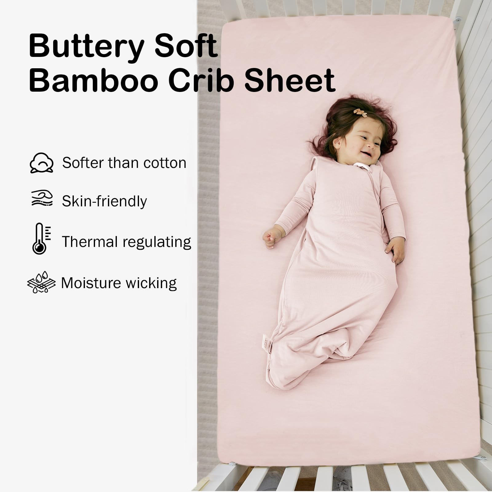 BubblePanda crib sheet stretchy-fitted shows 360-degree elastic for secure fit on standard cribs