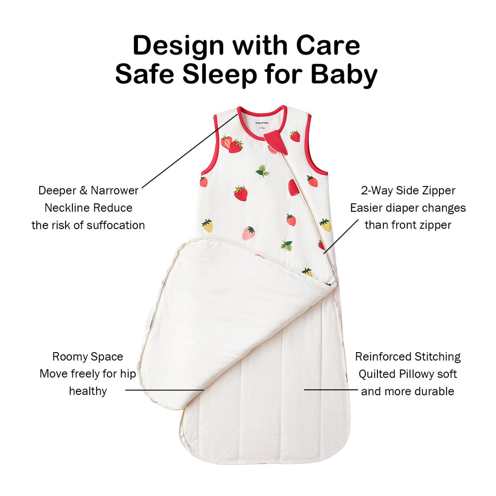 BubblePanda sleep sack neckline safety design shown for snug, safe fit.