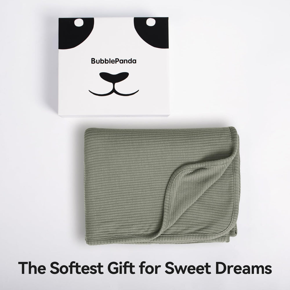 BubblePanda olive-drab color blanket close-up highlighting baby-friendly color