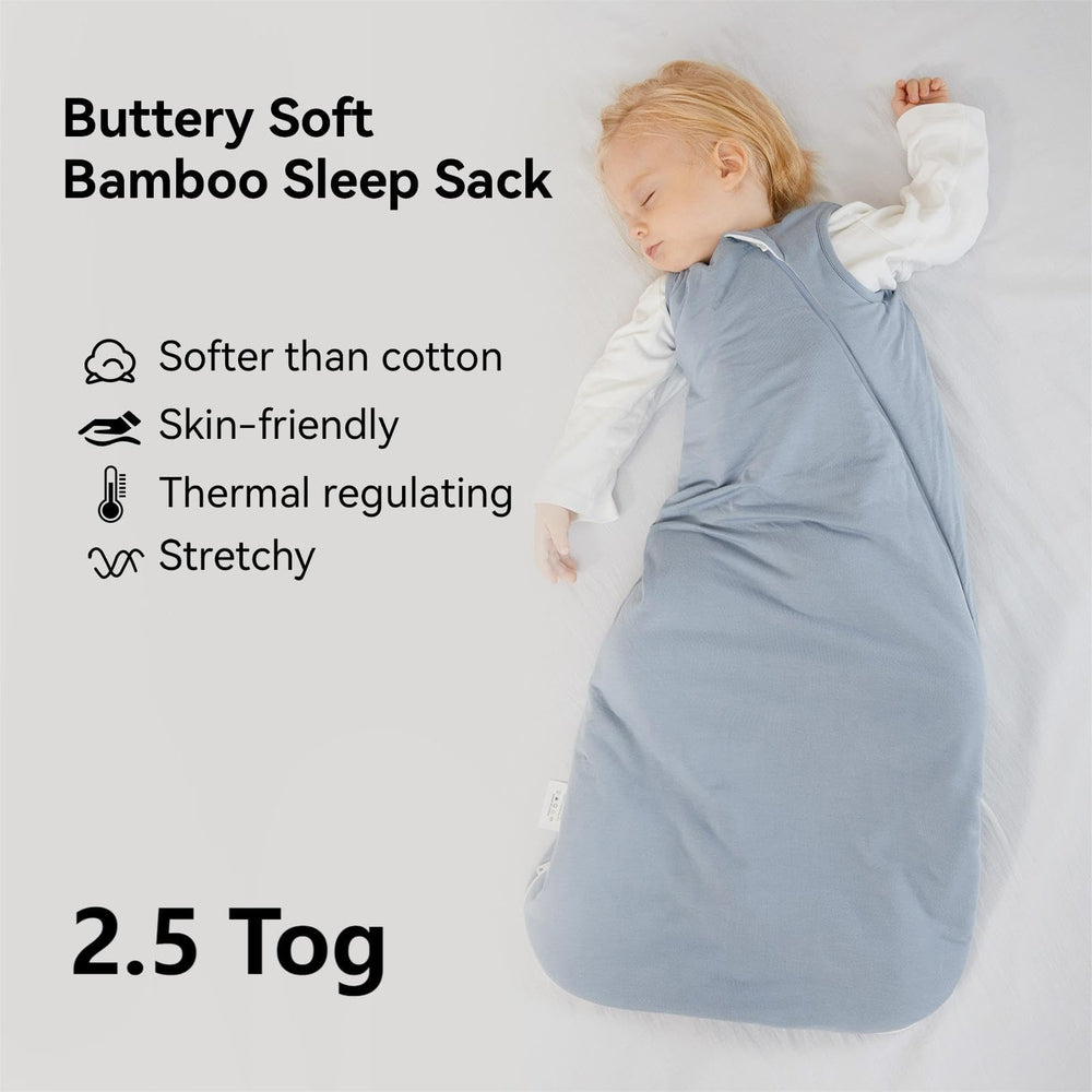 BubblePanda rayon sleep sack breathable fabric helps regulate baby temperature for restful nights.