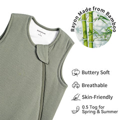 BubblePanda rayon sleep sack breathable ribbed texture aiding temperature regulation for baby comfort.
