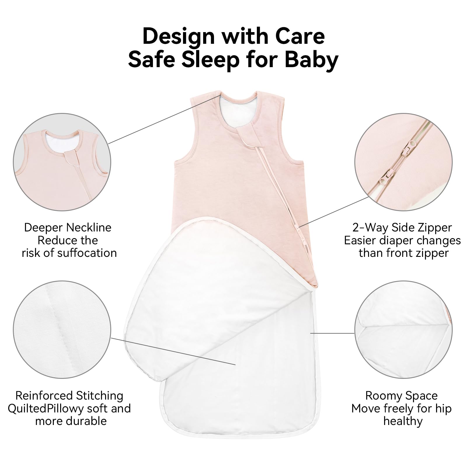 BubblePanda safe neckline design reduces loose fabric during sleep.