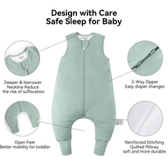 BubblePanda sleep sack with two-way zipper enables easy diaper changes.
