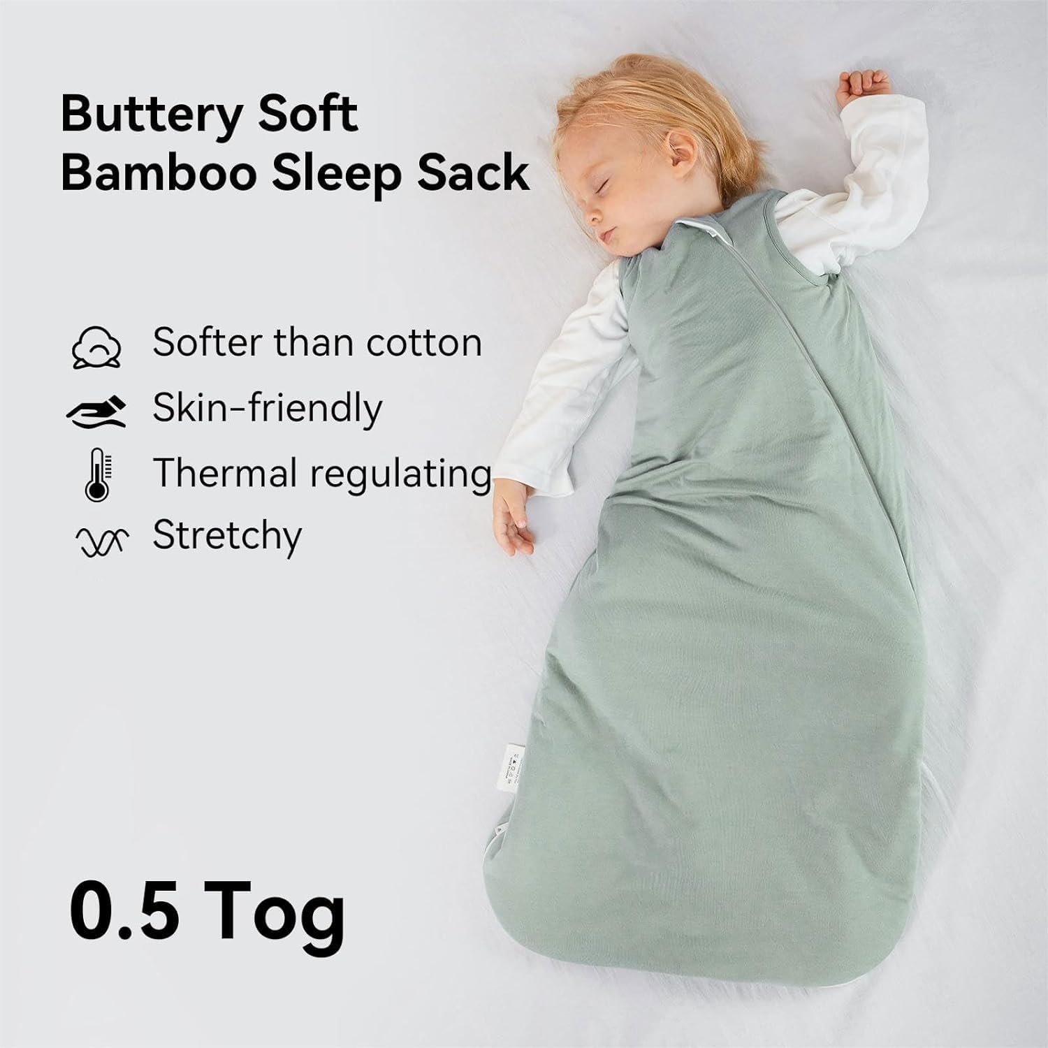 BubblePanda sleep sack with 2-way zipper demonstrates easy midnight diaper changes.
