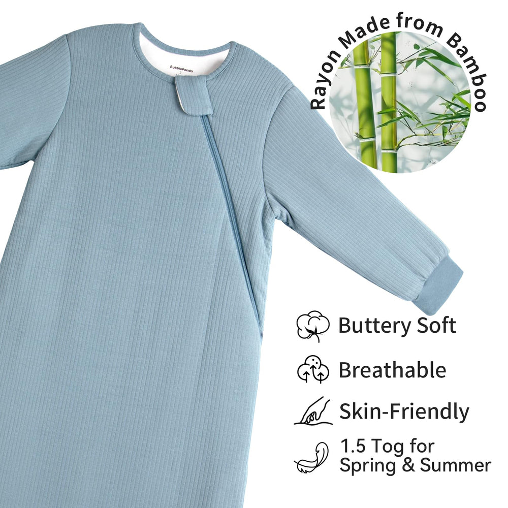 BubblePanda sleep sack bamboo fabric enhances breathability for temperature regulation.