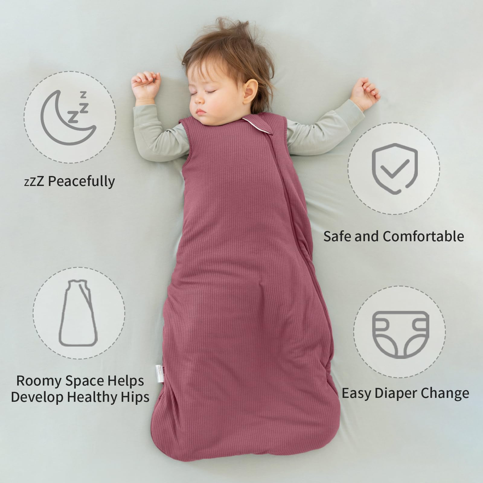 BubblePanda sleep sack bamboo fabric provides breathable moisture management.