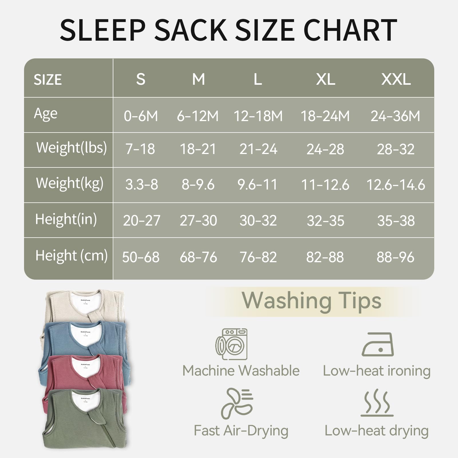 BubblePanda sleep sack leg room emphasizes extended wear as babies grow.