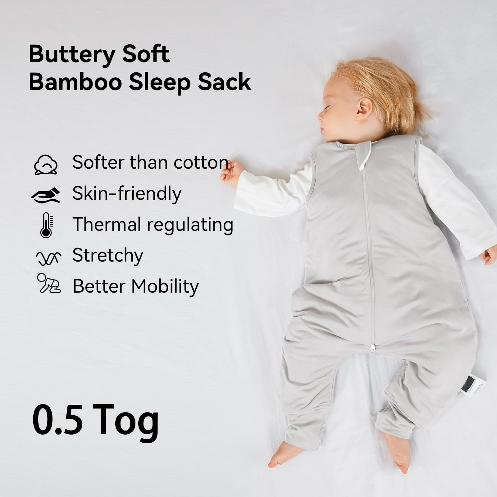 BubblePanda sleep sack open feet design supports natural toddler movement