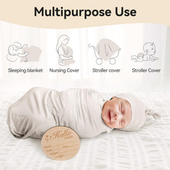 BubblePanda swaddle multi-use blanket shows versatility as nursing cover or car seat wrap.