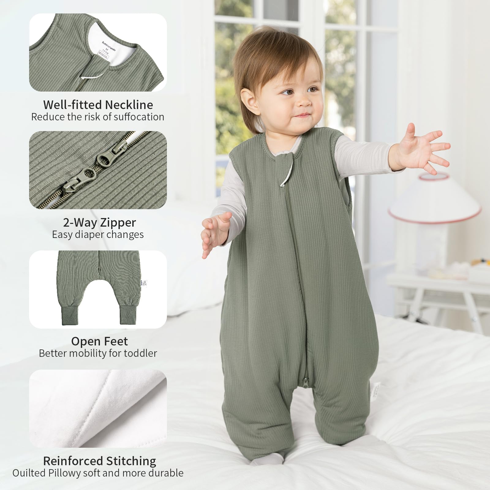 BubblePanda two-way zipper detail enables easy midnight diaper changes