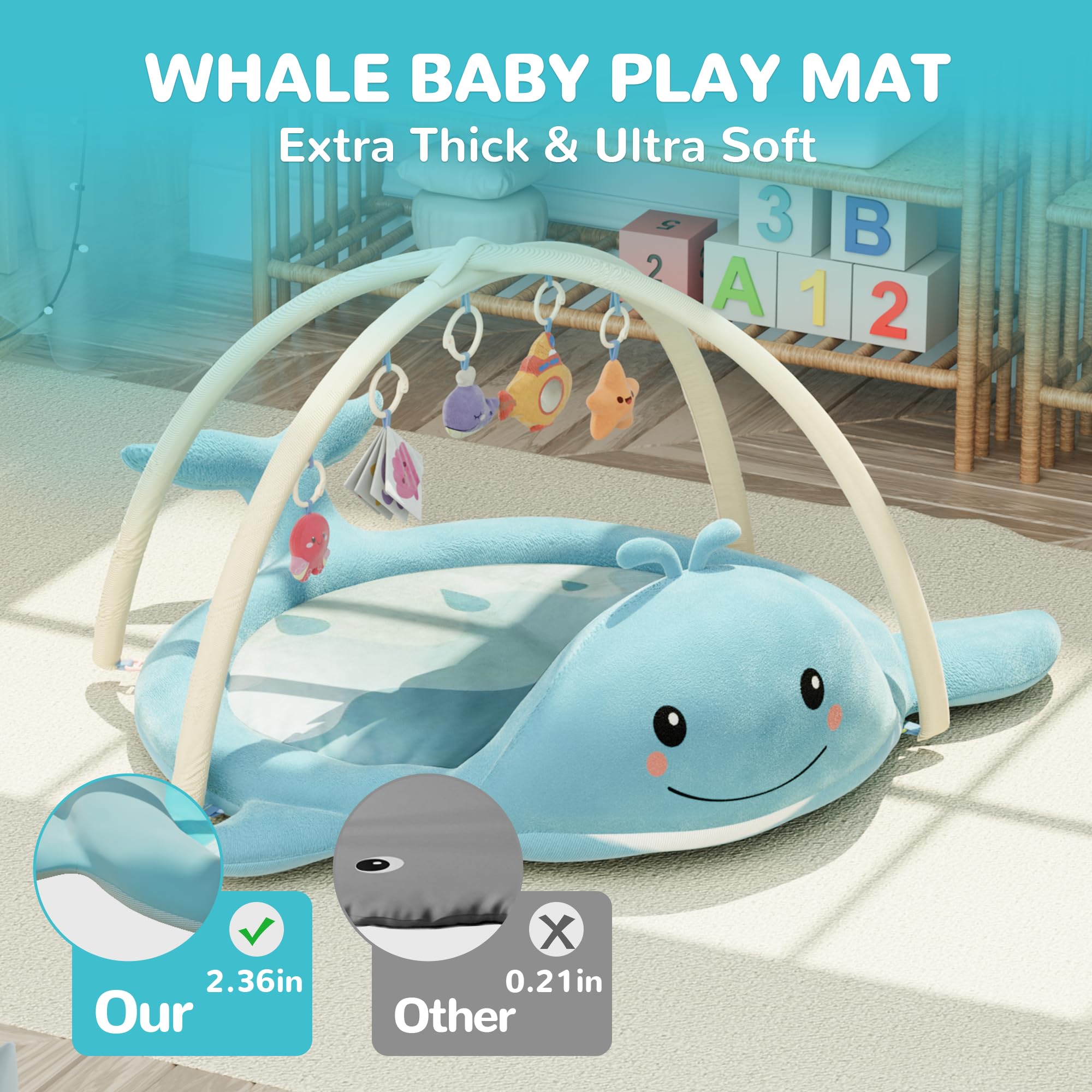 BubblinHome pack and play floor mat doubles as cozy activity area