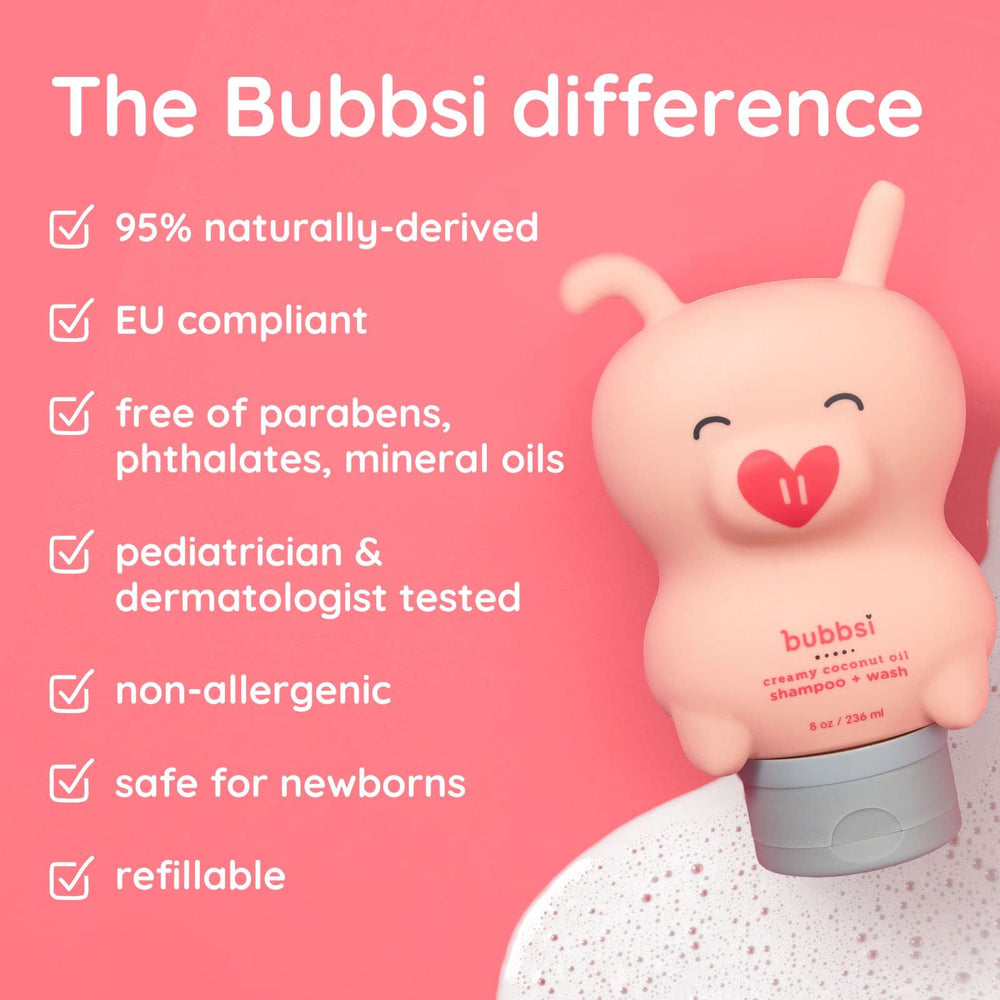 Bubbsi Refillable bottle with piggy design for sustainable bath time