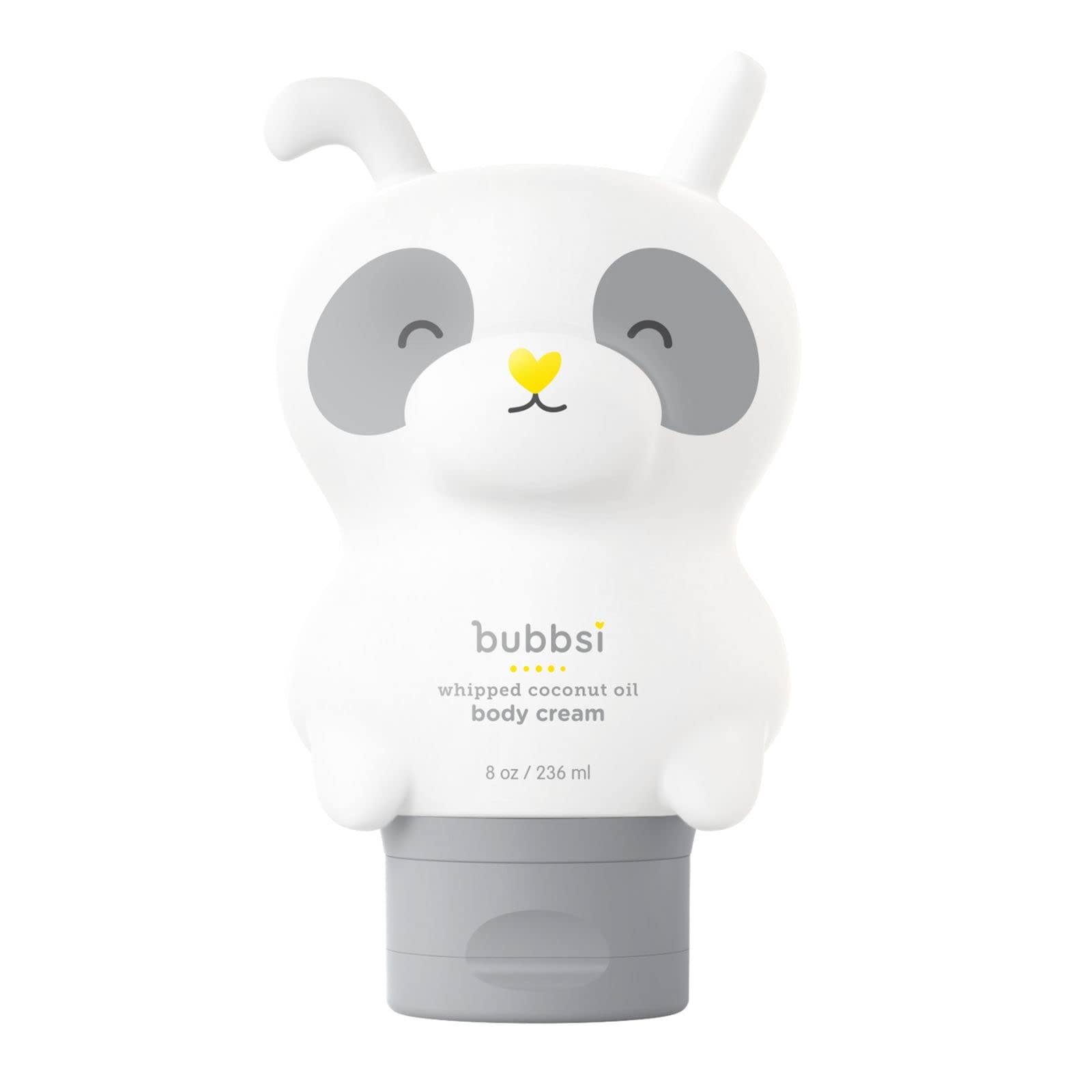 Packaging of Bubbsi whipped coconut oil lotion highlights gentle hydration for sensitive skin.