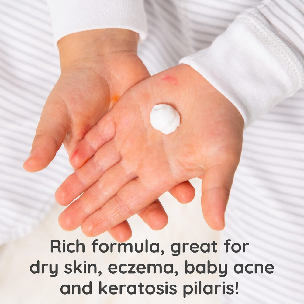 Pump bottle image highlights refillable design for ongoing moisturization.