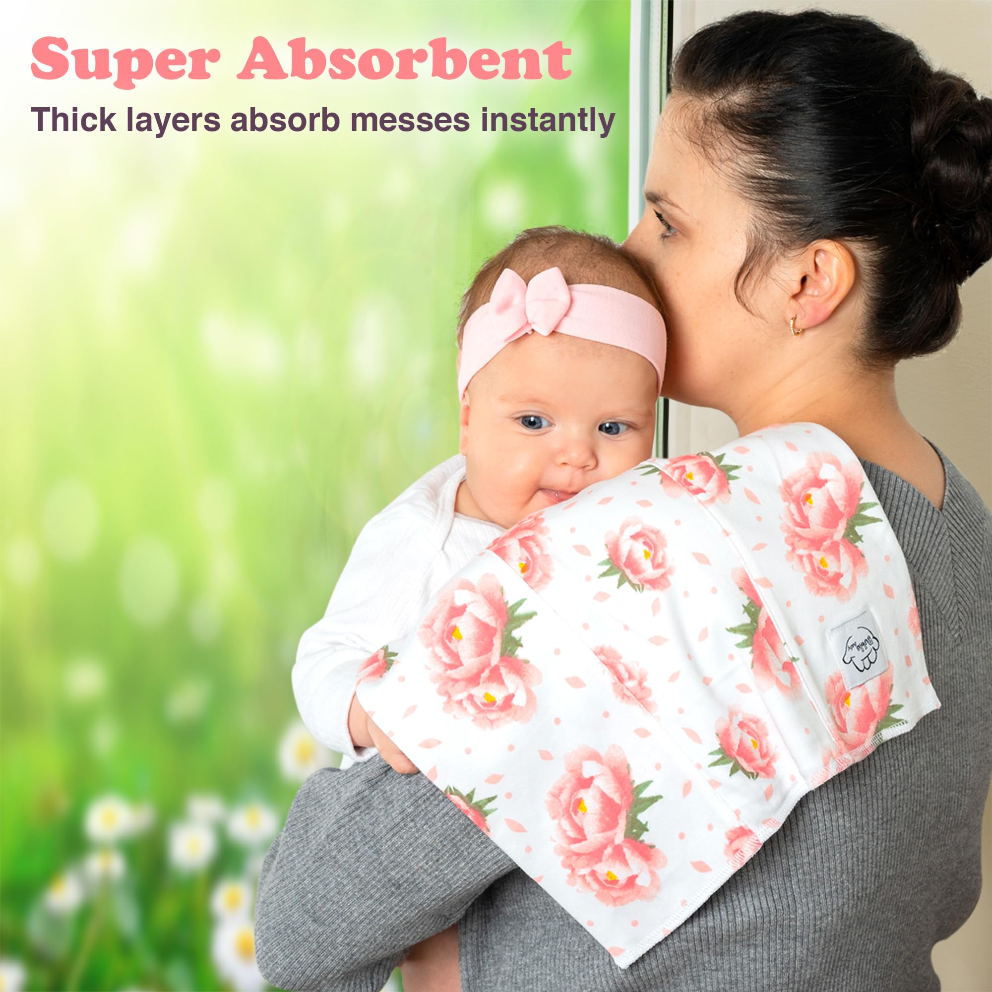 Bublo Baby gender-neutral white and grey burp cloths for both.