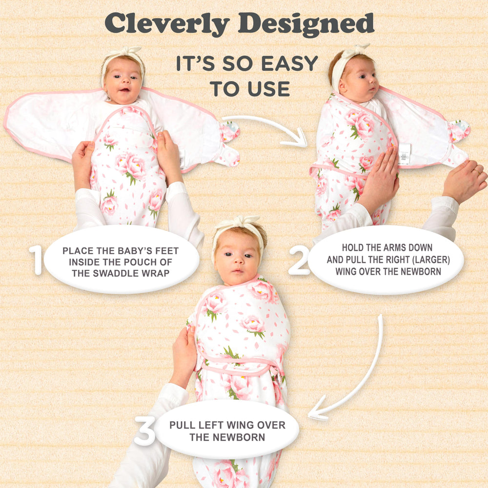 Bublo Baby Swaddle 0-3 months size worn by newborn for calm sleep