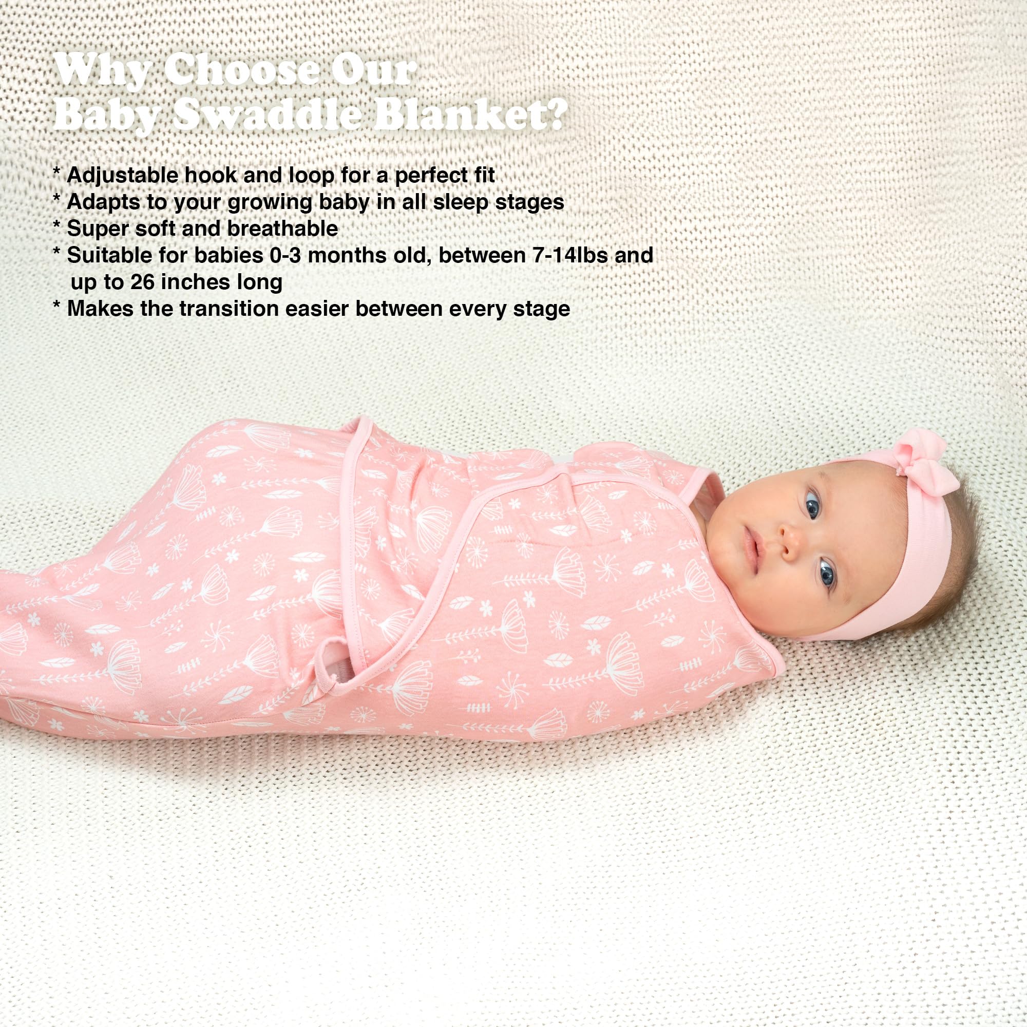Bublo Baby swaddle rose pink close-up with hook-and-loop fastener.