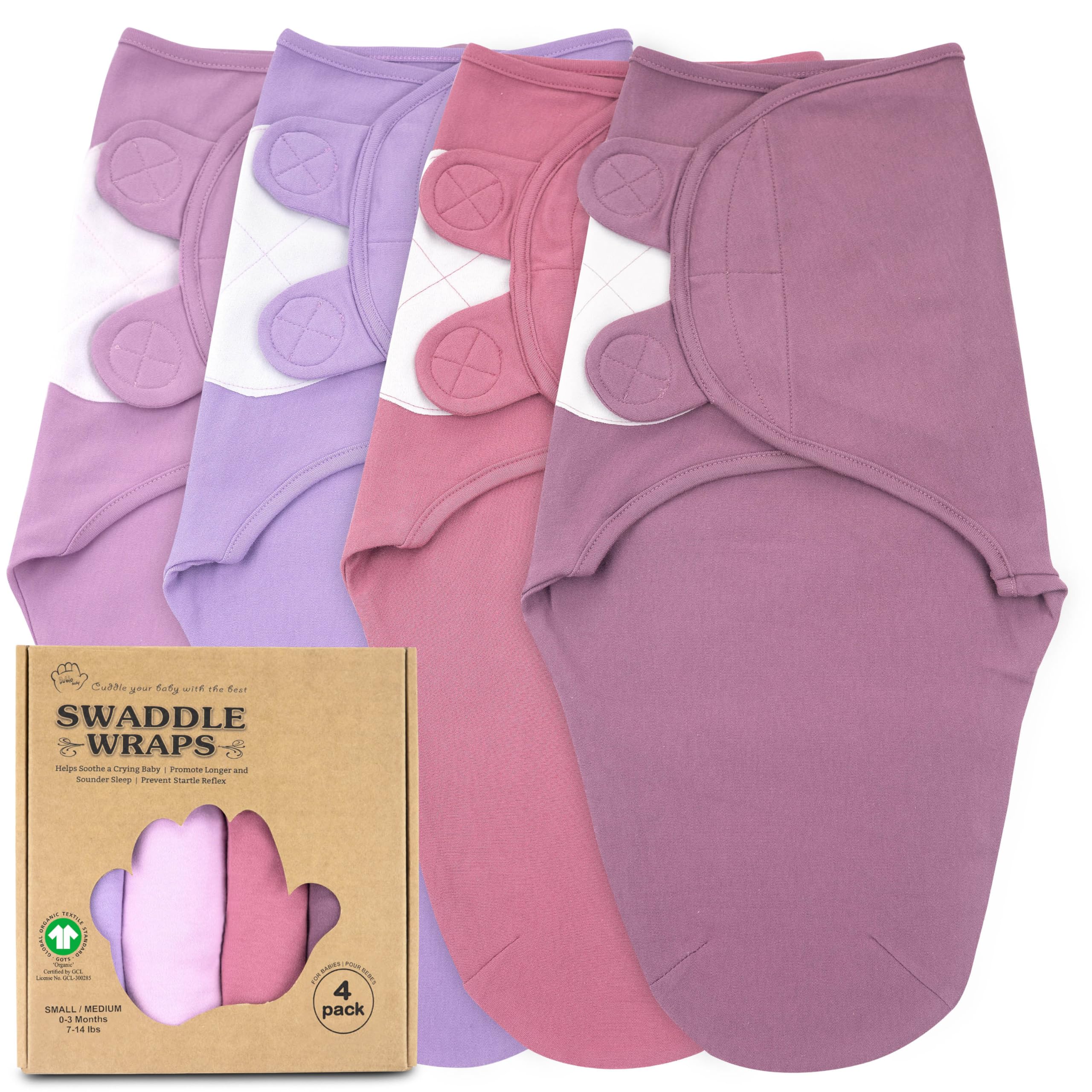 Bublo Baby swaddles newborn 3-step close-up shows adjustable hook-and-loop closure for easy swaddling