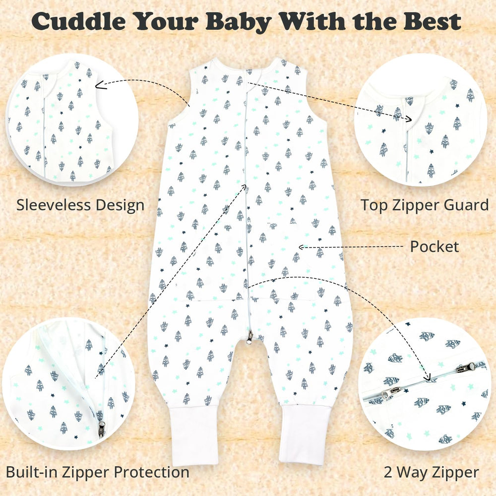 Bublo Baby two-way zipper feature for easy diaper changes.