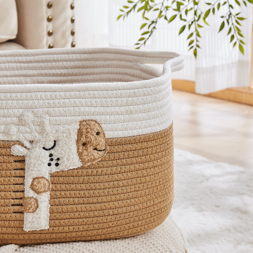 BUBUSUN laundry basket crafted from cotton rope, gentle on fabrics and easy to carry.