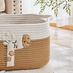 BUBUSUN laundry basket crafted from cotton rope, gentle on fabrics and easy to carry.