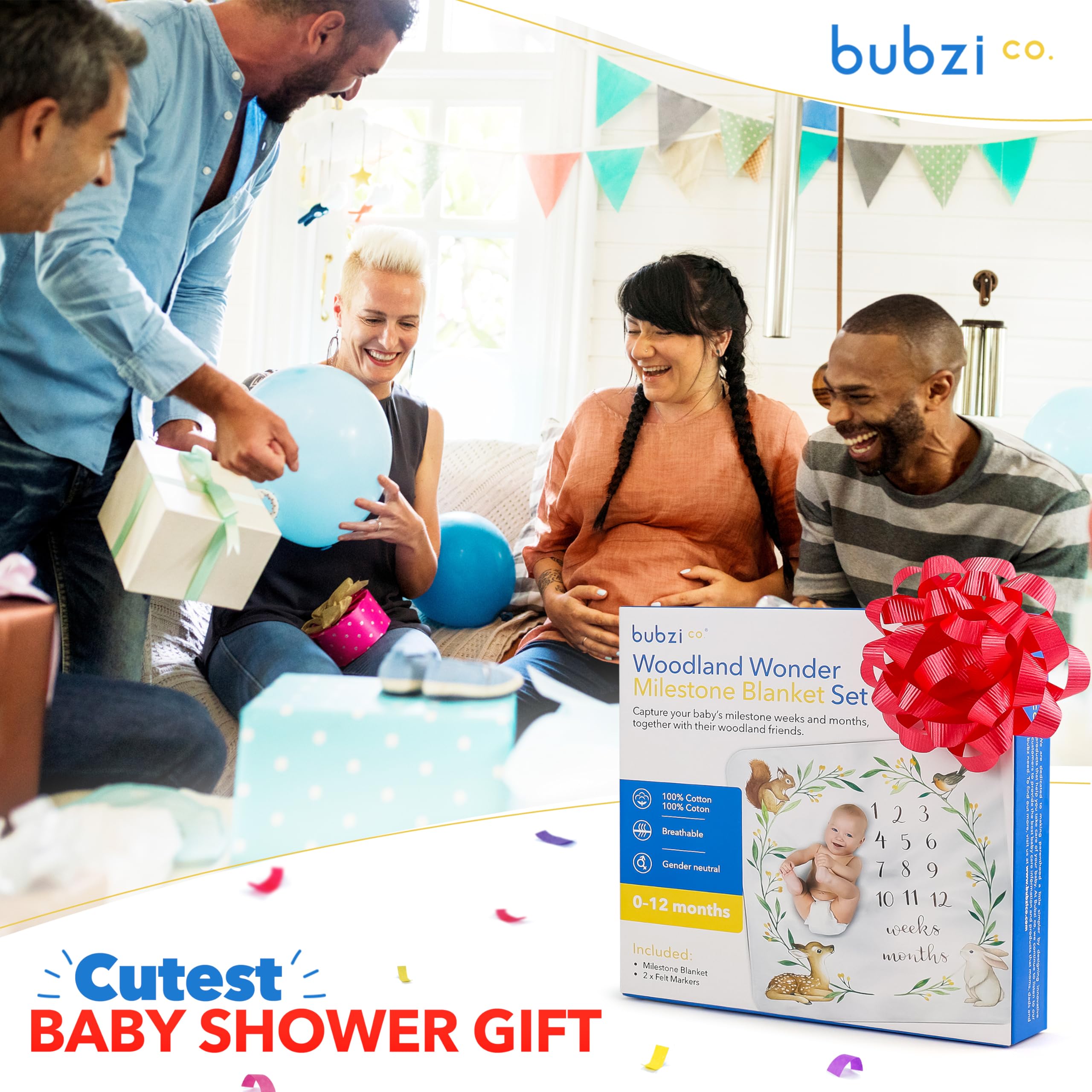 Bubzi Co milestone blanket gift-packaging ready for baby registry favors