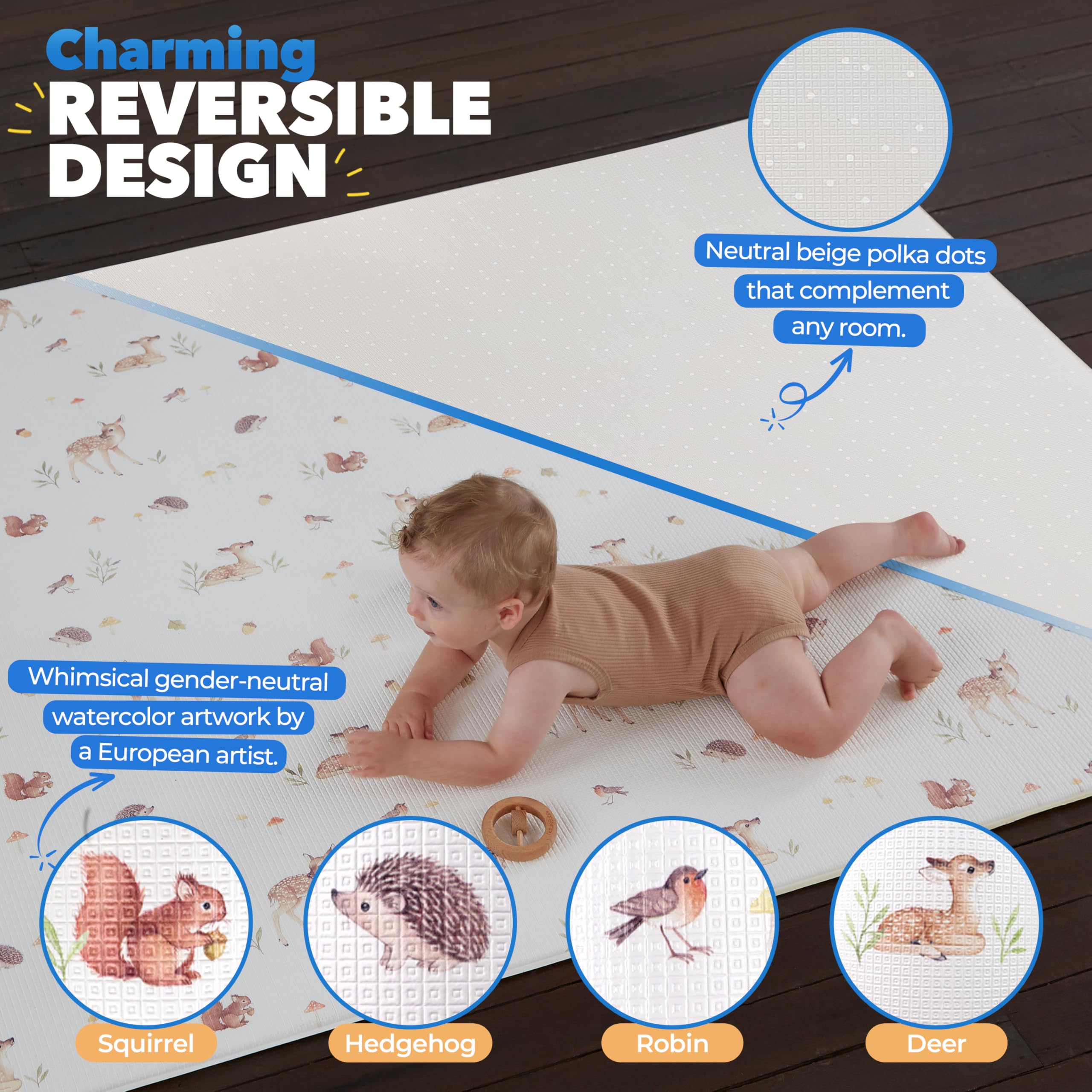 Bubzi Co anti-slip technology helps keep the mat in place on slick floors.