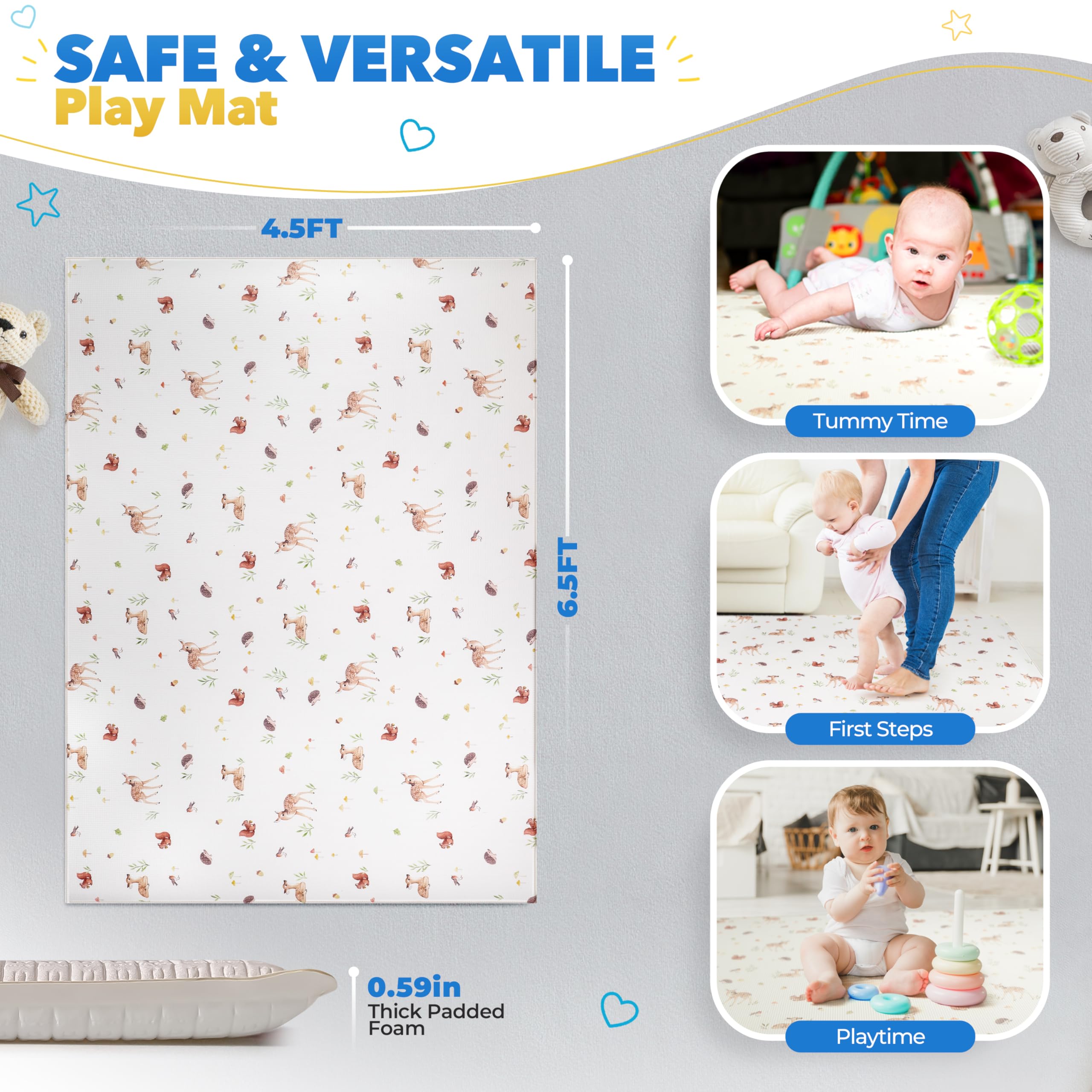 Bubzi Co play mat reversible woodland pattern for versatile room styling.