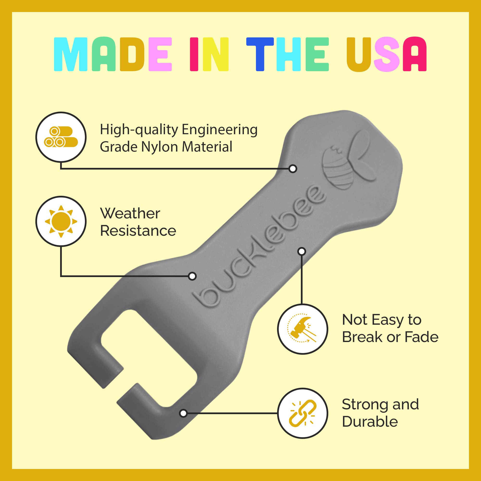 BUCKLEBEE Crash-tested design ensures secure operation without unintended release.