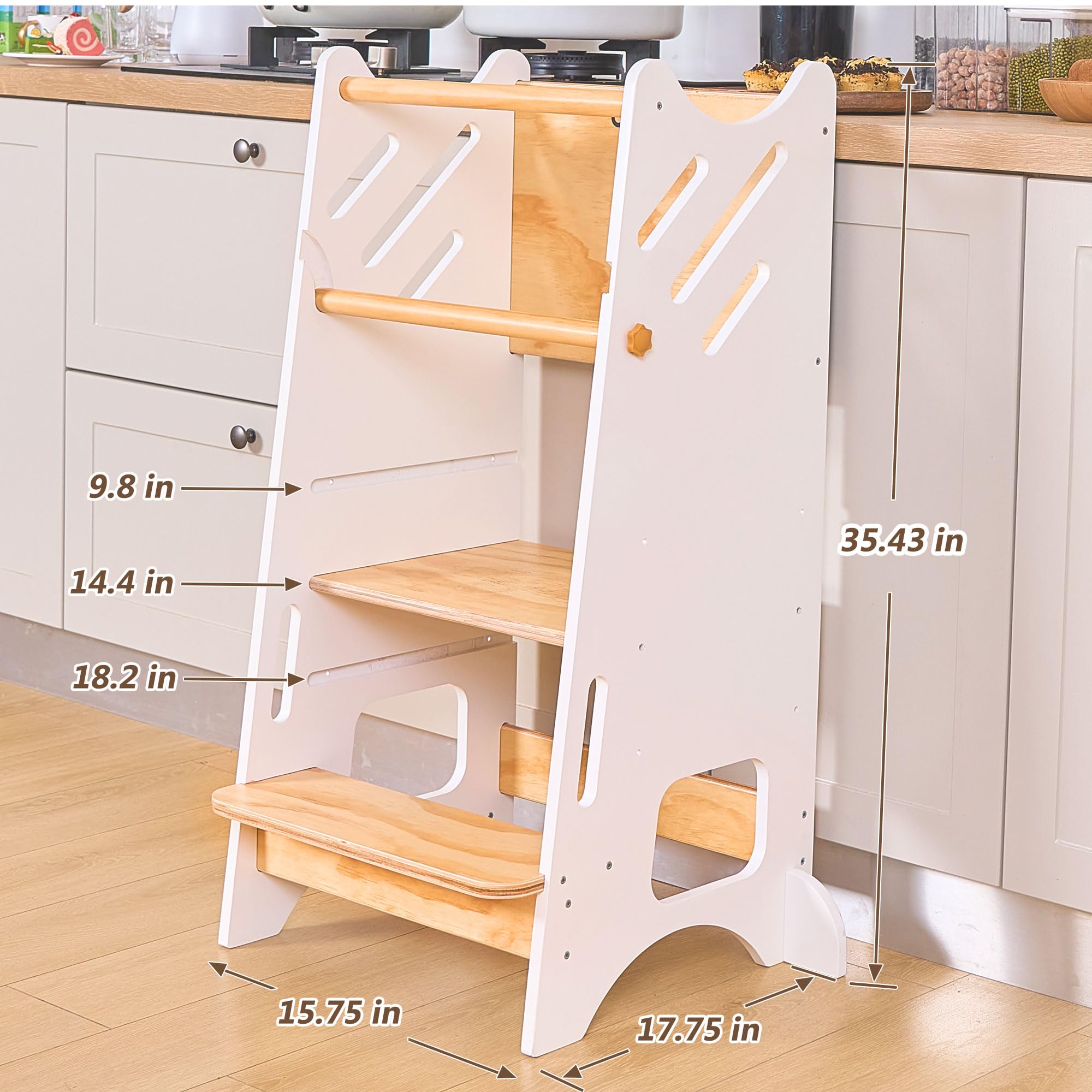 BUDDGO kitchen use of the tower supports hands on participation.